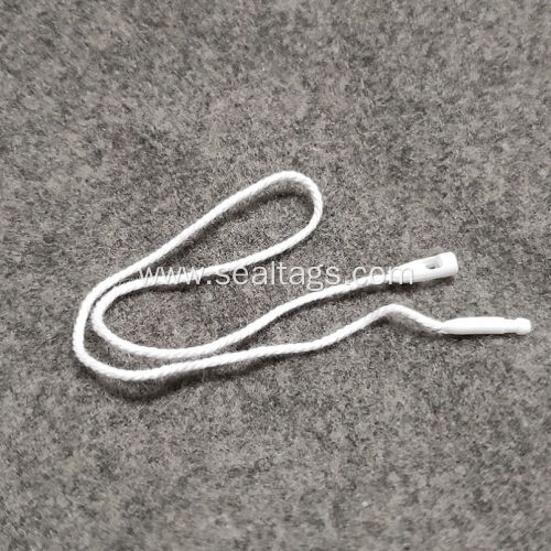 Plastic merchandise string tags with polyester cord